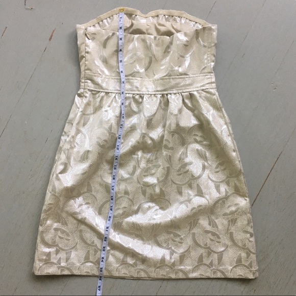 American Eagle Metallic Cream Strapless Dress - Picture 2 of 6